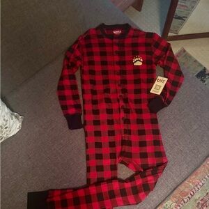 LazyOne Bear Cheeks Red Buffalo Check Plaid Flapjack PARK CITY, UT Pjs - NWT